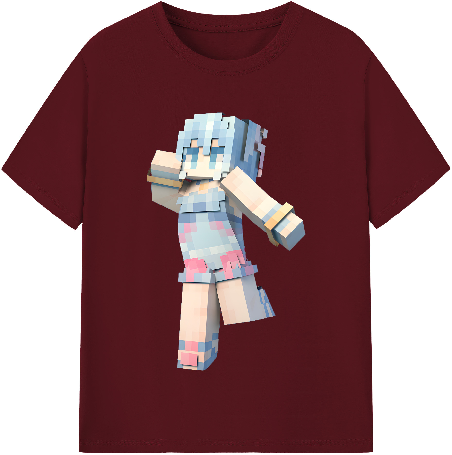 （画像用） マインクラフト ブロックの世界 Minecraft MC Block world 綿100％半袖Tシャツ（フロントプリント）